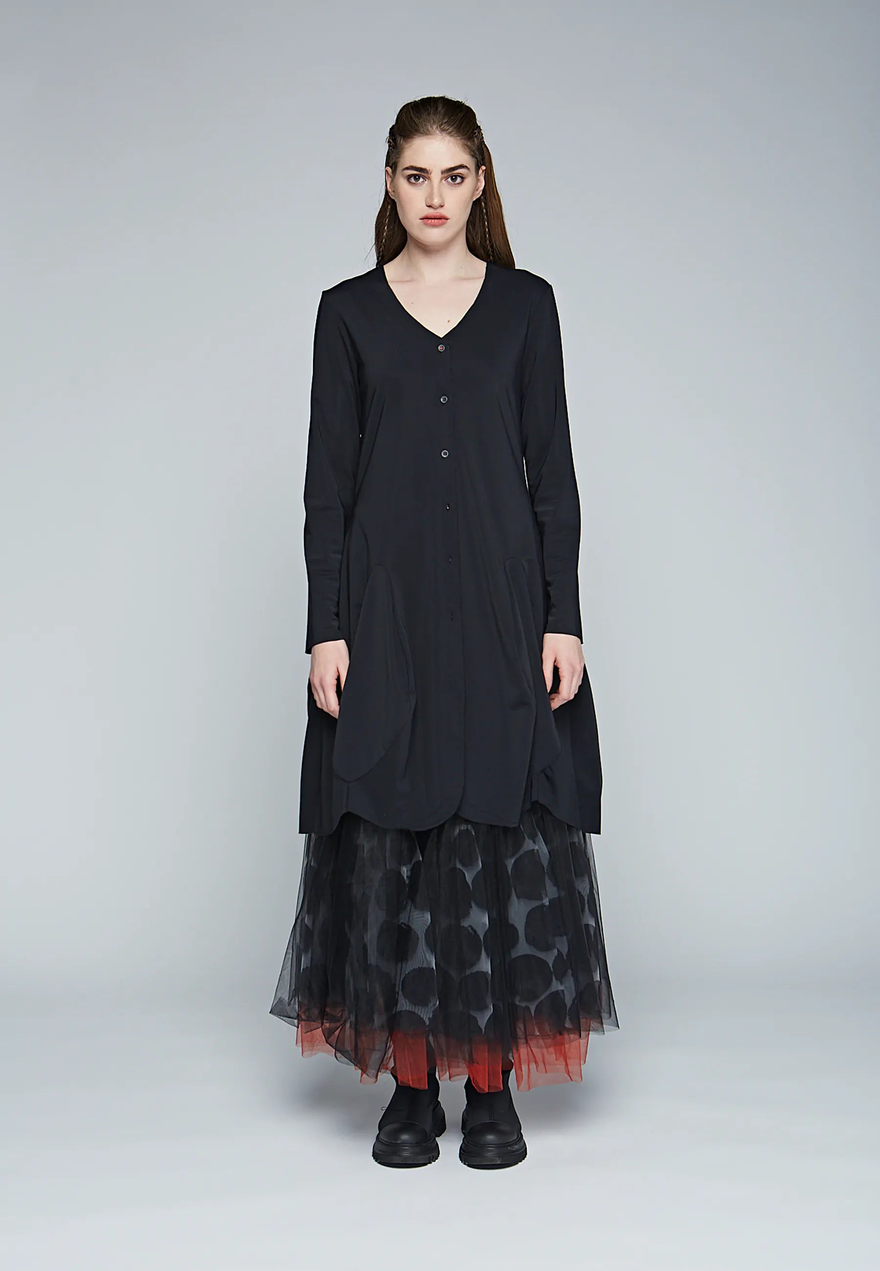 NEBULA Knee length, polyamide jersey dress LUUKAA NEBULA Knee length, polyamide jersey dress LUUKAA