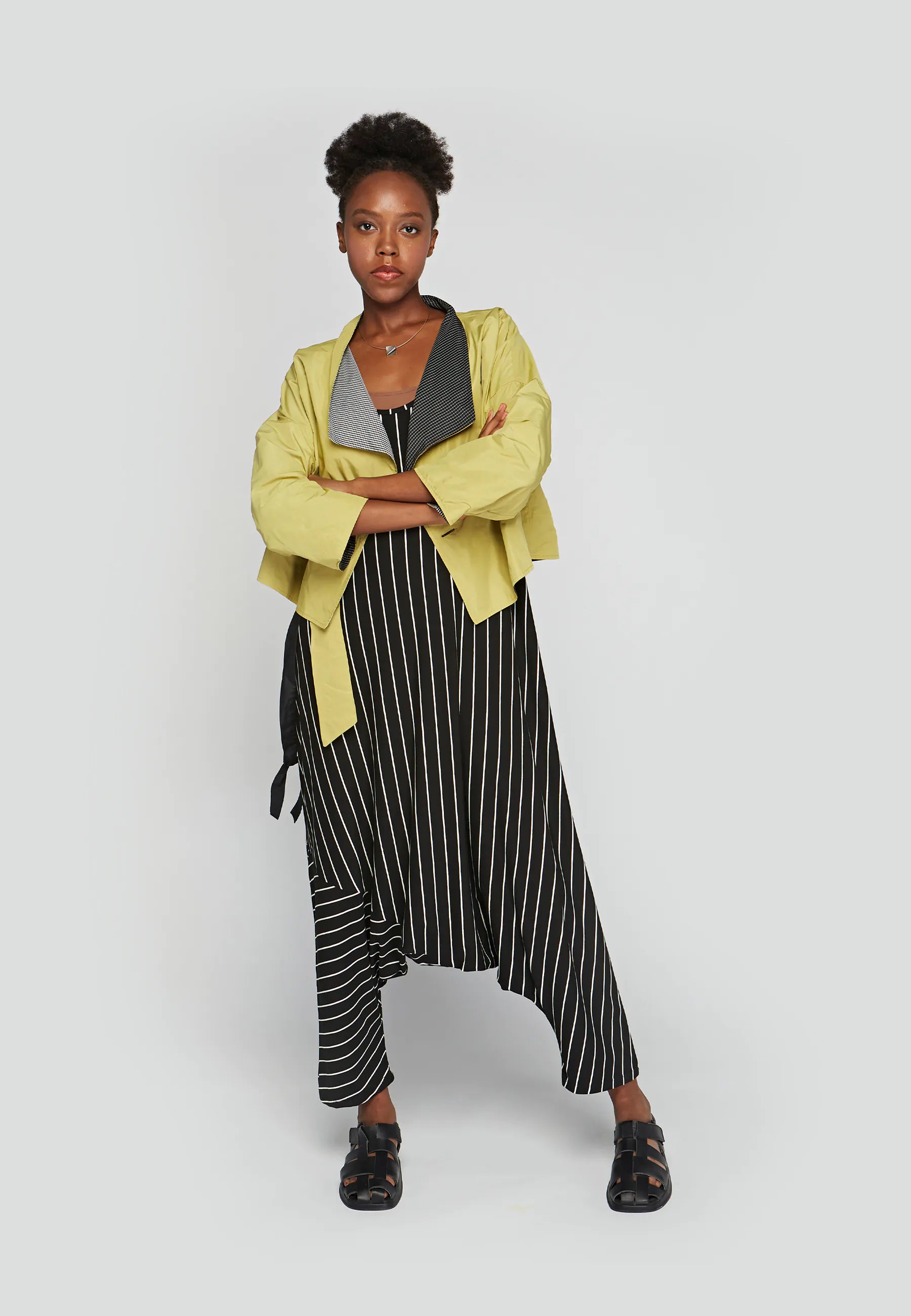 ZARA Striped viscose jersey jumpsuit LUUKAA