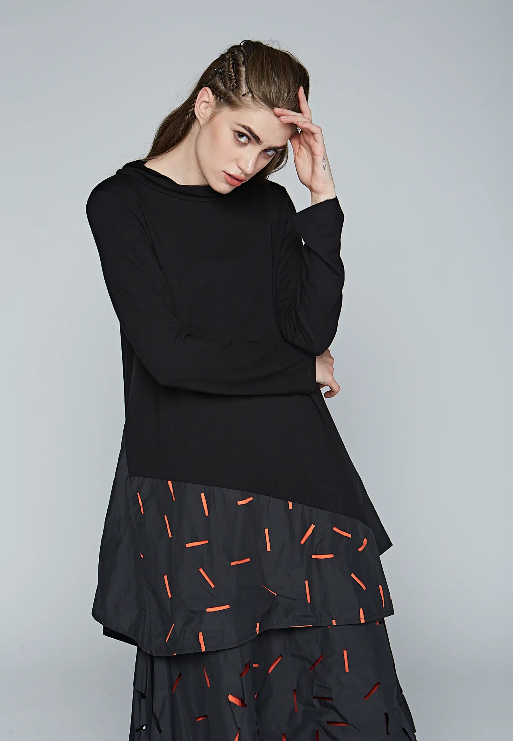 MERGE  Viscose jersey & recycled memory taffeta blended tunic