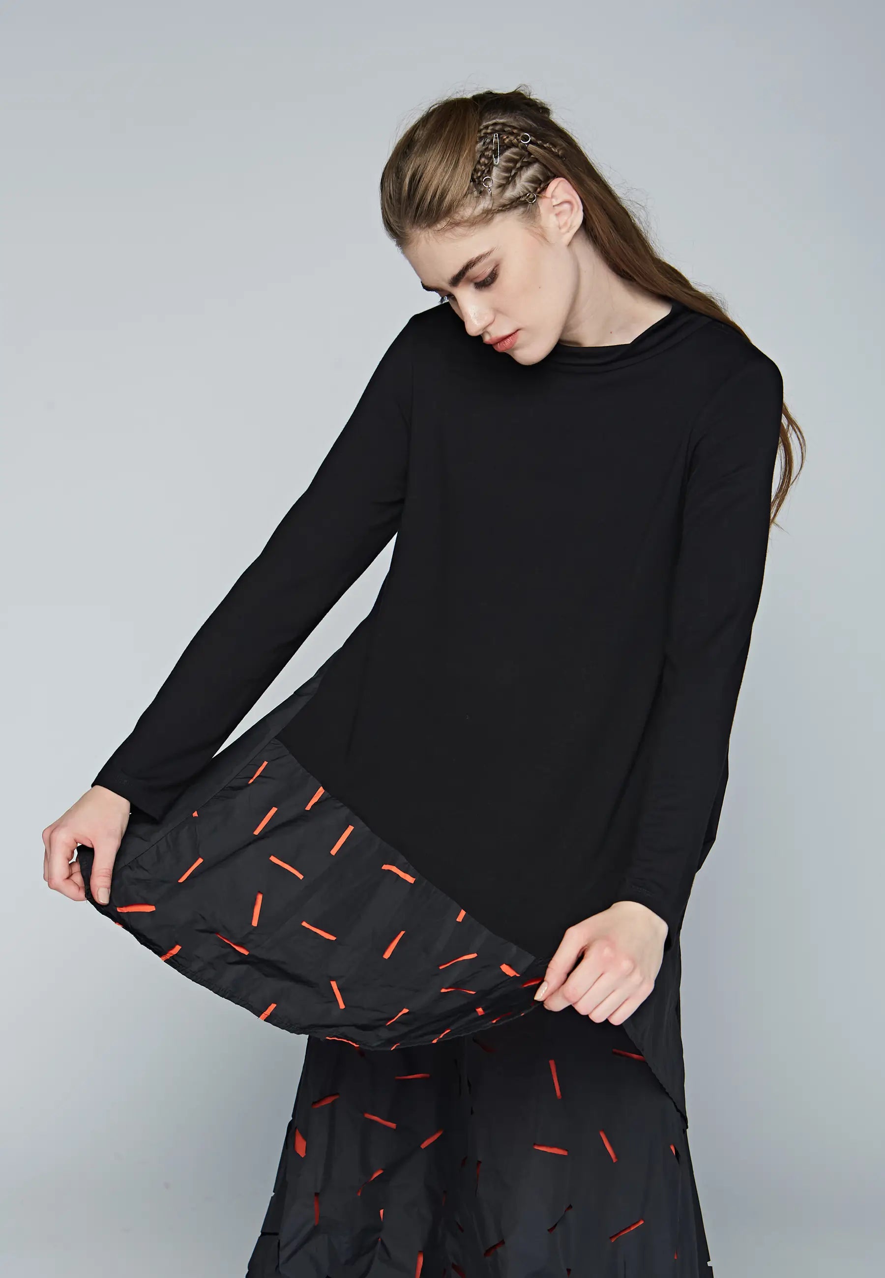 MERGE  Viscose jersey & recycled memory taffeta blended tunic