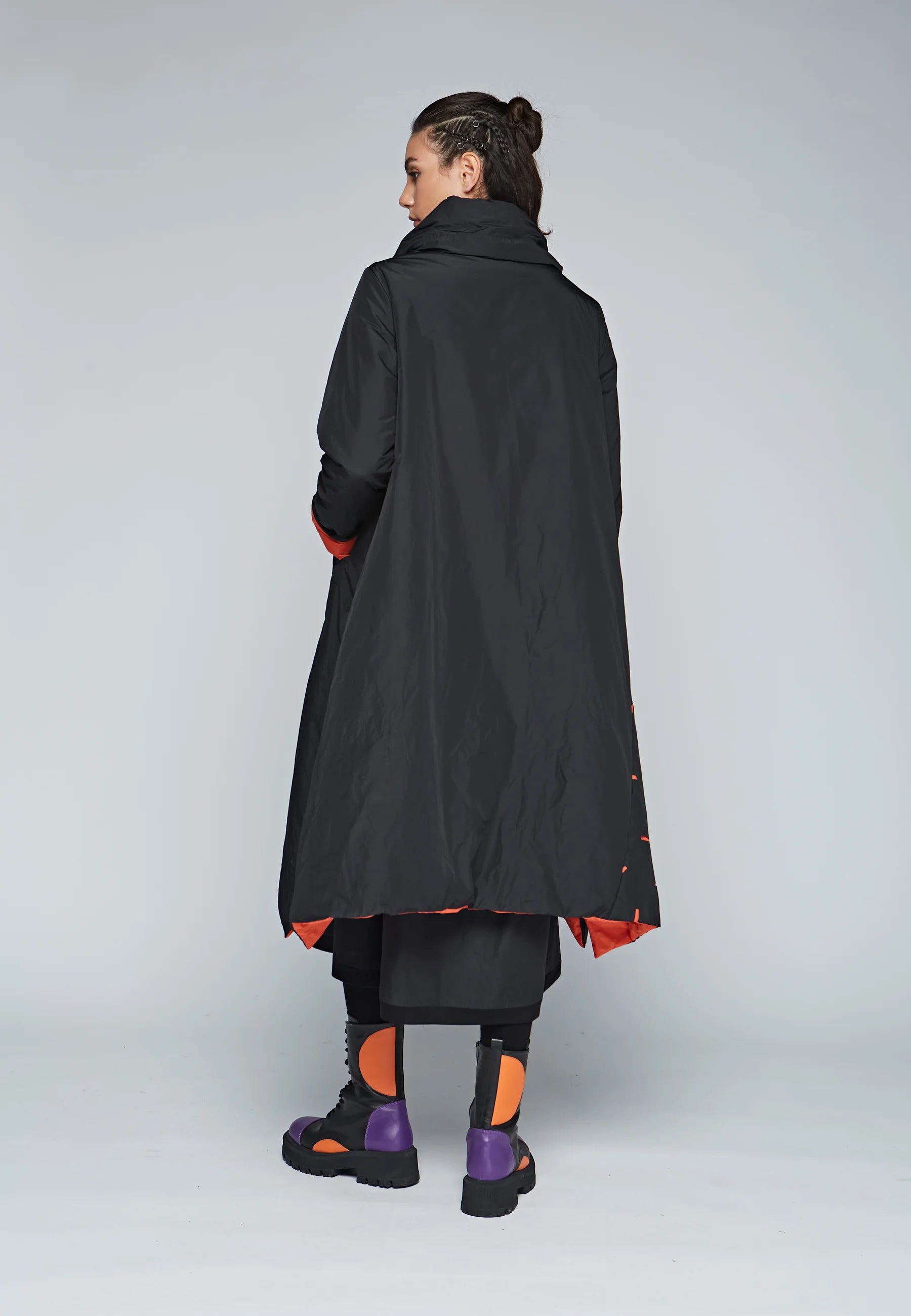 INVERT Long, recycled memory taffeta, fluffy coat