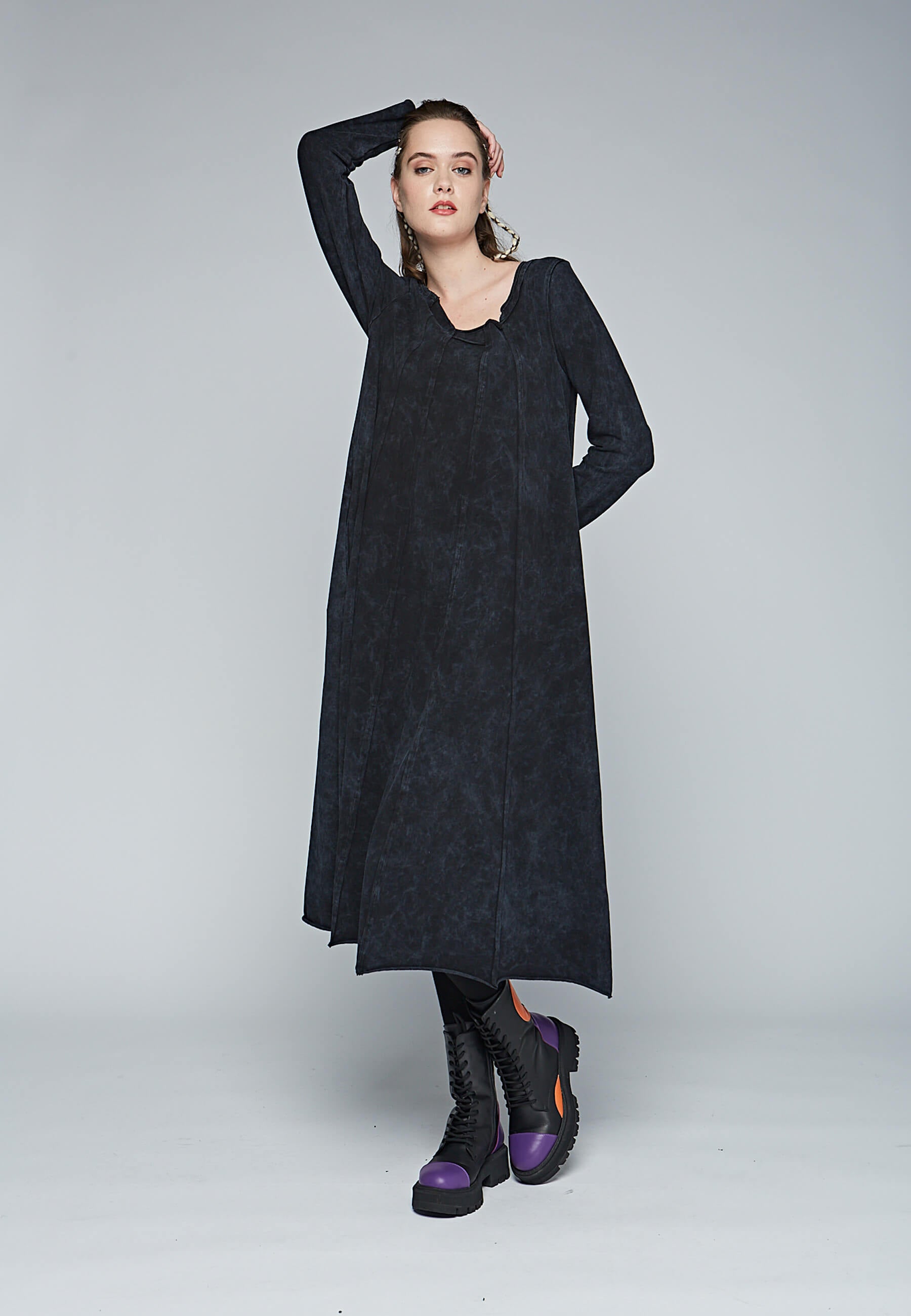 FLICKER Long, eco-friendly washed, thin cotton jersey dress