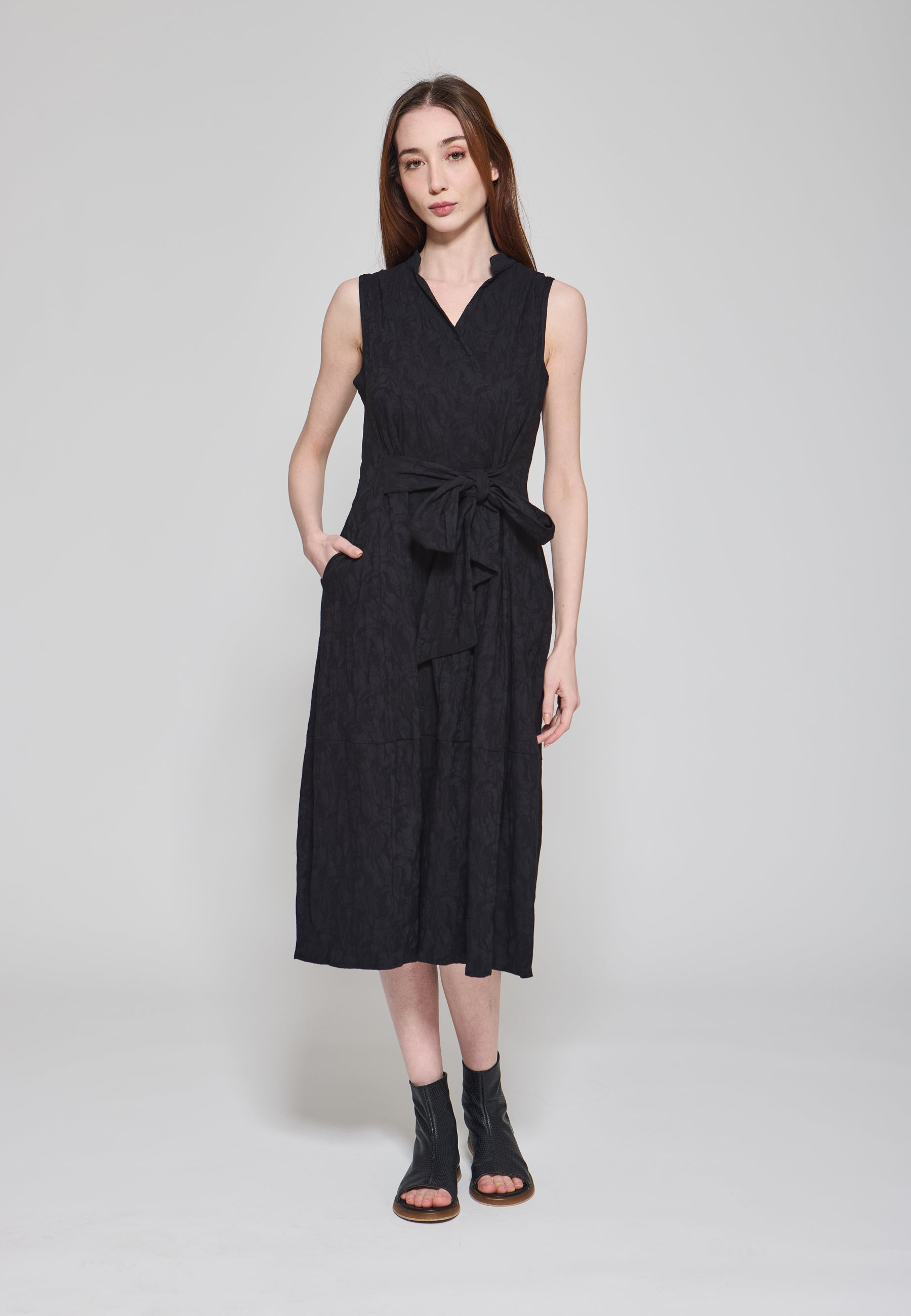 SPIRITO Striped organza layered dress - Black / 04-06 SPIRITO Striped organza layered dress - Black / 04-06