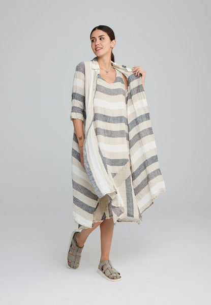 新品kaval Long shirt onpiece Linen gauze Kaval Linen Gauze Shrunk Sheer Shirt in Off White | Santa Fe