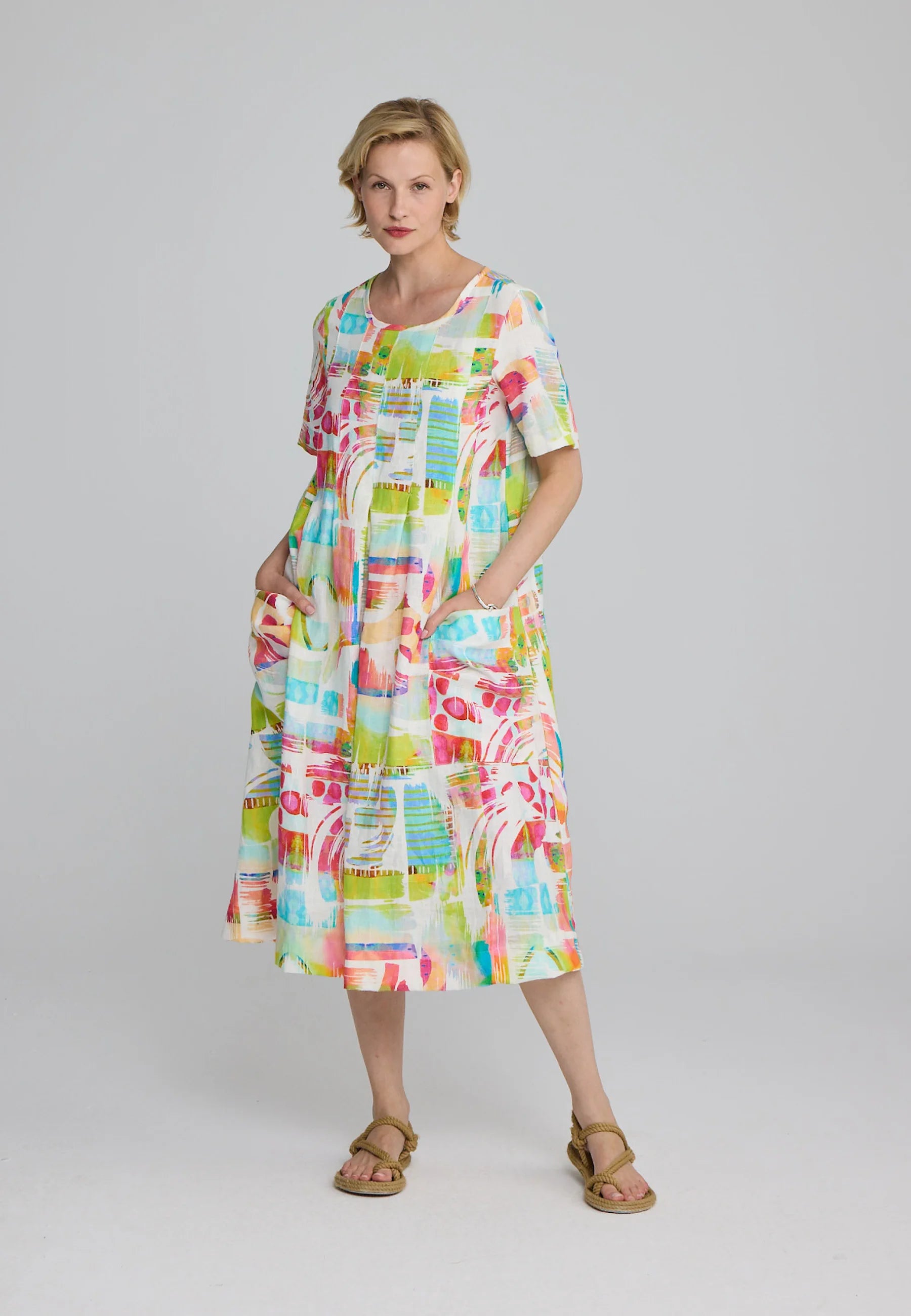 linen flora dress Artsy Flora Linen Midi Dress