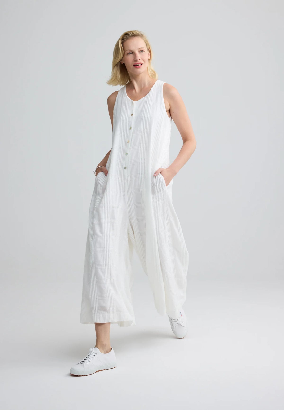 ISOLA Check-embroidered jumpsuit – LUUKAA