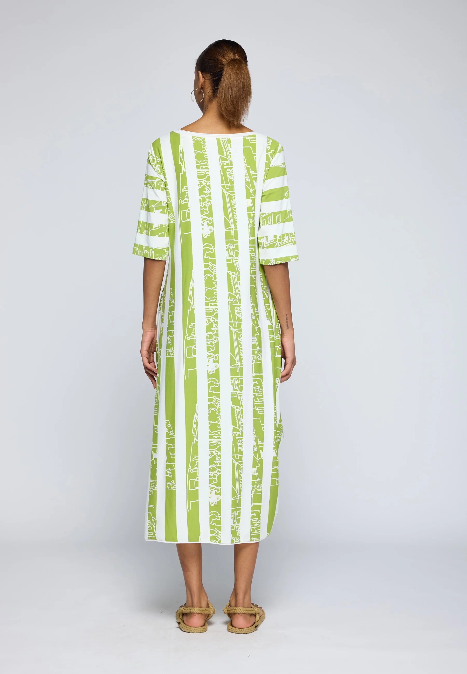 jersey striped dress APNY Women's Stripe Jersey Midi Dress - Blue