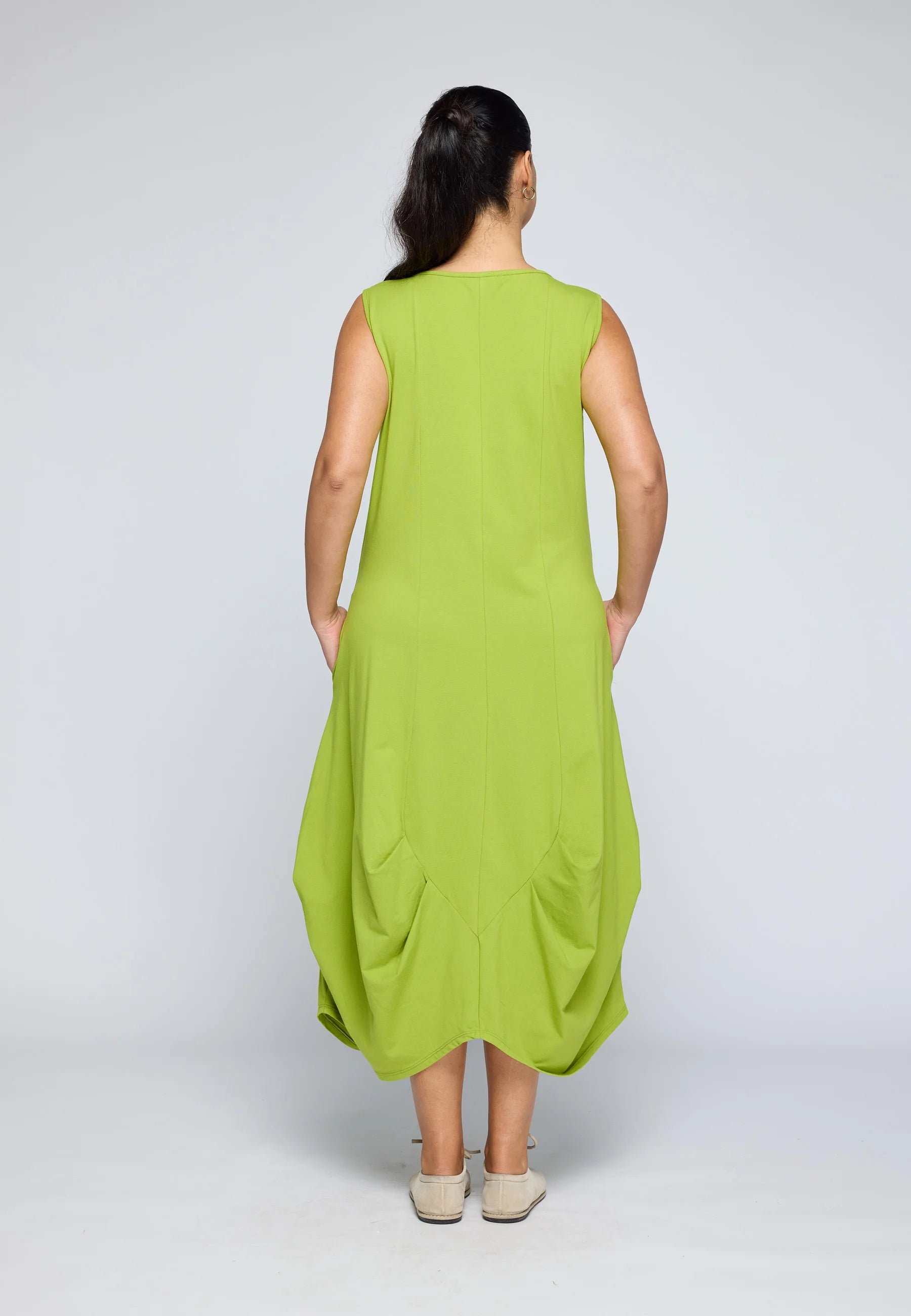 CALISTA Voluminous Jersey Dress Lime / 04-06 CALISTA Voluminous Jersey Dress Lime / 04-06