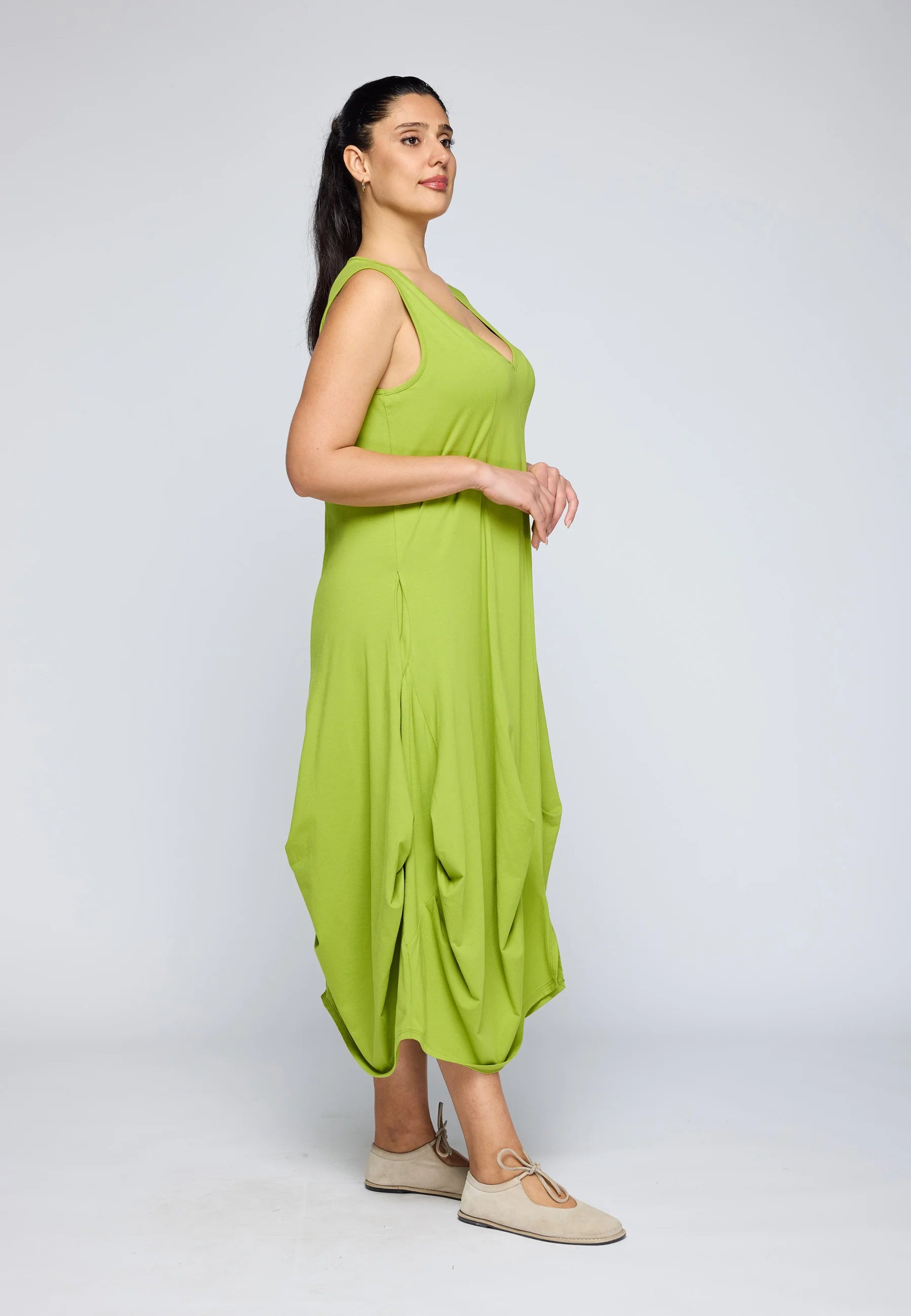 lime green jersey dress Glassworks London Lime Green Peek Back Jersey Dress