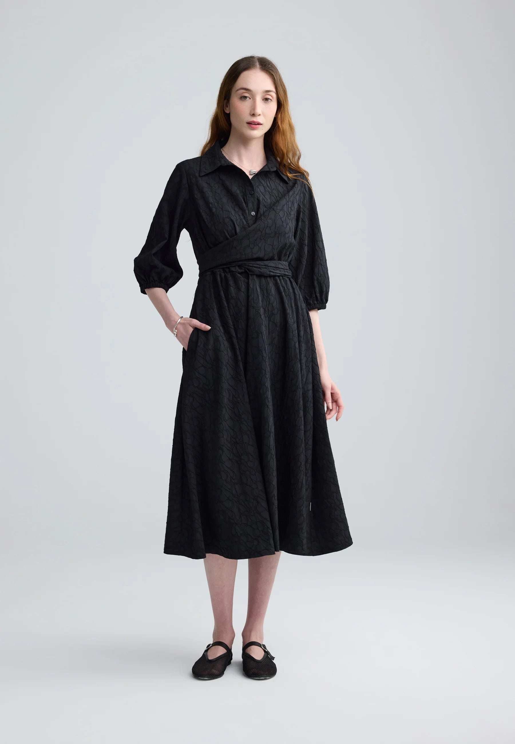 shirt collar midi dress Shirt Collar Midi Dress Large
